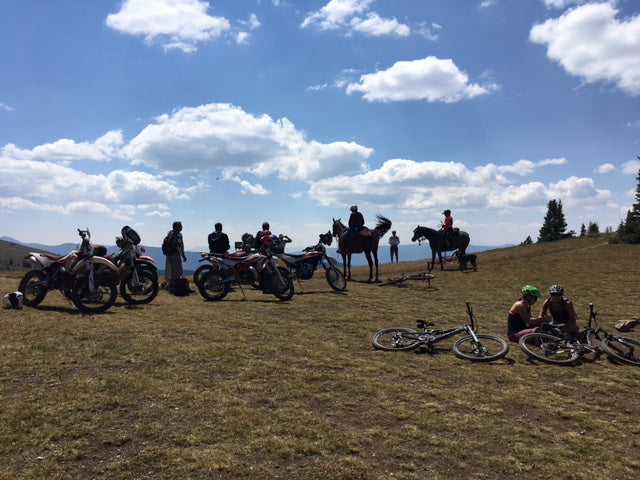 Monarch Crest Trail - Motorcyclists, bicyclists and horse riders all enjoying the Monarch Crest Trail view