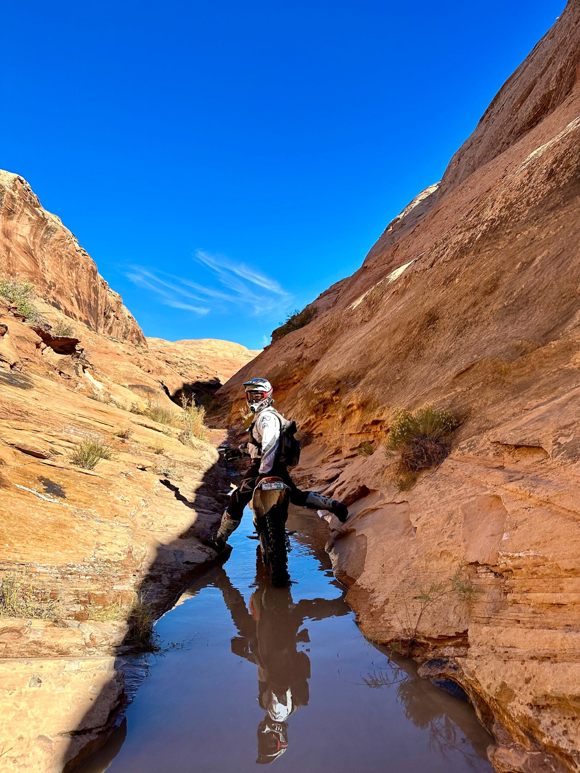 Chad Hixon on motorcycle in Moab
