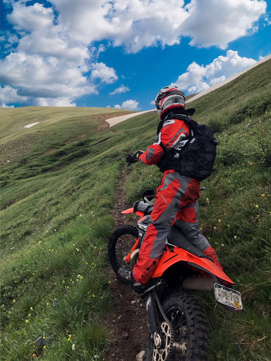 Rider on bike on mountain